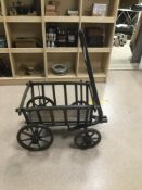 A VINTAGE WOODEN FRENCH TROLLEY/CART