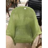 A GREEN WICKER LLOYD LOOM CHAIR