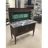 A VINTAGE MARBLE TOP WASH STAND WITH ART NOUVEAU TILES