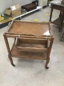 A RETRO VINTAGE TWO TIER TEA TROLLEY WITH GLASS TRAY
