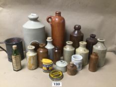 A COLLECTION OF STONEWARE BOTTLES, SOME WITH NAMES