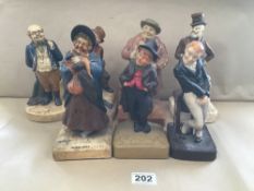 A COLLECTION OF BRETBY POTTERY FIGURES INCLUDING TOBY WELLER AND MR. PICKWICK ALL CHARLES DICKENS
