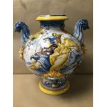 A LARGE MAJOLICA STYLE JARDINERE VASE, 42CM HIGH