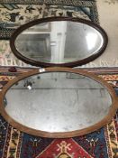 TWO OVAL WOODEN FRAMED MIRRORS LARGEST 83 X 58 CM