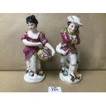 A PAIR OF 19TH CENTURY ROCKINGHAM FIGURES 21 CM