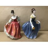 TWO ROYAL DOULTON LADIES, MELANIE HN 2271 AND FAIR LADY RED HN 2832