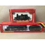 TWO HORNBY RAILWAYS 00 GAUGE LOCOMOTIVES; R 2063 SR TERRIER AND SIR DINADAN, BOTH BOXED