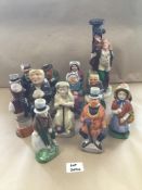 A COLLECTION OF POTTERY FIGURES INCLUDING WOOD AND SONS, CHARLES DICKENS COLLECTION, ARTONE AND