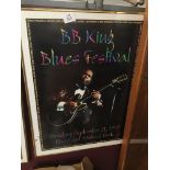 A FRAMED AND GLAZED B.B. KING BLUES FESTIVAL POSTER 45 X 69CM