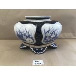 ROYAL WORCESTER AESTHETIC MOVEMENT BLUE AND WHITE WITH GLIT LOZENGE SHAPED VASE AND RELIEF MARK 1873