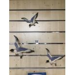 THREE VINTAGE CHINA SEAGULLS WALL HANGING (AF)