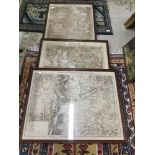 THREE FRAMED AND GLAZED ANTIQUE MAPS FRANCO GERMAN WAR 1870 - 71 TITLED BATTLE OF BEAUMONT,BATTLE OF