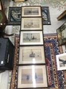 FIVE FRAMED AND GLAZED WATERCOLOURS BY T COOPER 56 x 40 cm