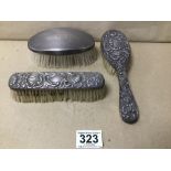 A SILVER BACKED ENGINE TURNED GENTLEMANS HAND BRUSH, HALLMARKED BIRMINGHAM 1946 BY CHARLES S GREEN &