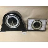 TWO VINTAGE CLOCKS AN ELECTRIC METAMIC AND AN OAK CASED MANTLE CLOCK