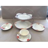 MIXED ART DECO CHINA INCLUDING CROWN DUCAL ORANGE TREE, AND TUDOR WARE BARKER BROTHERS, SIX PIECES