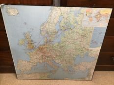 A LARGE WOODEN MAP OF EUROPE FOR WALL HANGING 87 X 93 CM