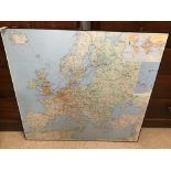 A LARGE WOODEN MAP OF EUROPE FOR WALL HANGING 87 X 93 CM