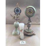 THREE PIECES OF ONYX TWO BEING CLOCKS