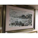 A FRAMED JOHN KNAPP FISHER GOUCHE PAINTING. 101X71CM.