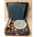 A VINTAGE CORONOLA GRAMOPHONE WITH A SELECTION OF 78S RECORDS