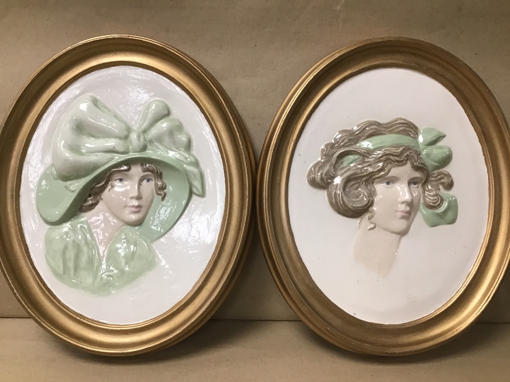 TWO VINTAGE CHINA OVAL WALL PLAQUES 28 X 23CMS - Image 2 of 2