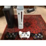 TWO XBOX 360'S WITH ACCESSORIES AND GAMES, DEAD ISLAND, RED ALERT, DEAD RISING 2, AND MORE (SOME
