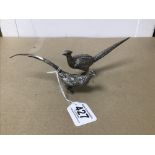 TWO SILVER PHEASANTS, ONE WITH REMOVABLE LID IMPORT HALLMARKED CHESTER 1903 BY B MULLER & SONS,