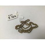 A 9 CARAT ROPE CHAIN NECKLACE 26 INCH 12.8 GRAMS