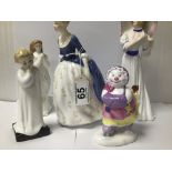 FIVE ROYAL DOULTON FIGURES INCLUDING DARLING HN1985 WITH FOUR OTHERS