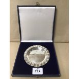 A CASED SILVER ASH TRAY 61 GRAMS