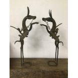 A PAIR OF LARGE AFRICAN BRONZE EQUESTRIAN FIGURES 53CM