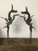 A PAIR OF LARGE AFRICAN BRONZE EQUESTRIAN FIGURES 53CM
