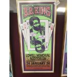 A FRAMED AND GLAZED B.B KING POSTER 27 X 57CM