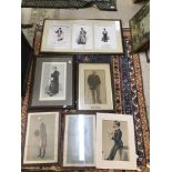 SIX PRINTS INCLUDING SPY SOME FRAMED AND GLAZED LARGEST 84 X 47 CM