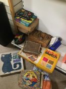 A COLLECTION OF VINTAGE TOYS, INCLUDING DENYS FISHER ETCH-A-SKETCH, BUILDING BLOCKS, CASDON MINICASH