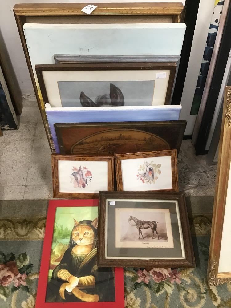 A GROUP OF MAINLY ANIMAL PICTURES AND PRINTS. TEN IN TOTAL.