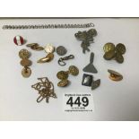 A MIXED LOT OF COSTUME JEWELLERY, INCLUDING CUFFLINKS, MARCASSITE SET BROOCH AND MORE