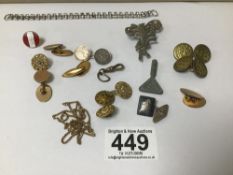 A MIXED LOT OF COSTUME JEWELLERY, INCLUDING CUFFLINKS, MARCASSITE SET BROOCH AND MORE