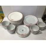 A THIRTY-TWO PIECE PART SET OF DUNN BENNET OF BURSLEM ENGLAND TEA SET MARKED BRITISH RED CROSS