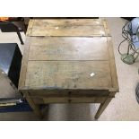 A VINTAGE SCHOOL DESK WITH DRAWER AND INNER DRAWERS