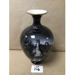 A ROYAL WORCESTER (WORCESTER COTTAGES) MONOCHROME VASE BY RAYMOND RUSTON C1912 OF OVOID FORM 18 CM