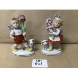 A PAIR OF C19TH GERMAN FIGURES MARKED FOR FOREIGN 11 CM