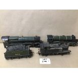 THREE HORNBY AND ONE TENDER TOY TRAINS