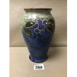 A ROYAL DOULTON STONEWARE VASE OF BALUSTER FORM BY VERA HUGGINS, NUMBER 21195, 21CM HIGH