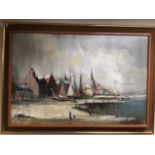 A FRAMED OIL ON CANVAS SIGNED JACK ENGLEFIELD. 89X63CM.