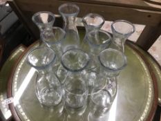 SEVEN VINTAGE GLASS LITRE BOTTLES