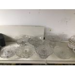 EIGHT VINTAGE GLASS CAKE STANDS