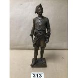 A BRONZE FIGURE OF PETER THE GREAT, 20CM HIGH