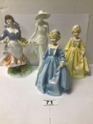 A GROUP OF FOUR ROYAL WORCESTER FIGURES, INCLUDING GRANDMOTHERS DRESS X2 3081, ROSIE PICKING